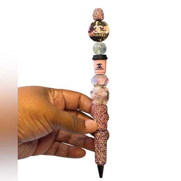 Pink & Silver Handmade Rhinestone Fancy Beaded Pen - Picture 2 of 2